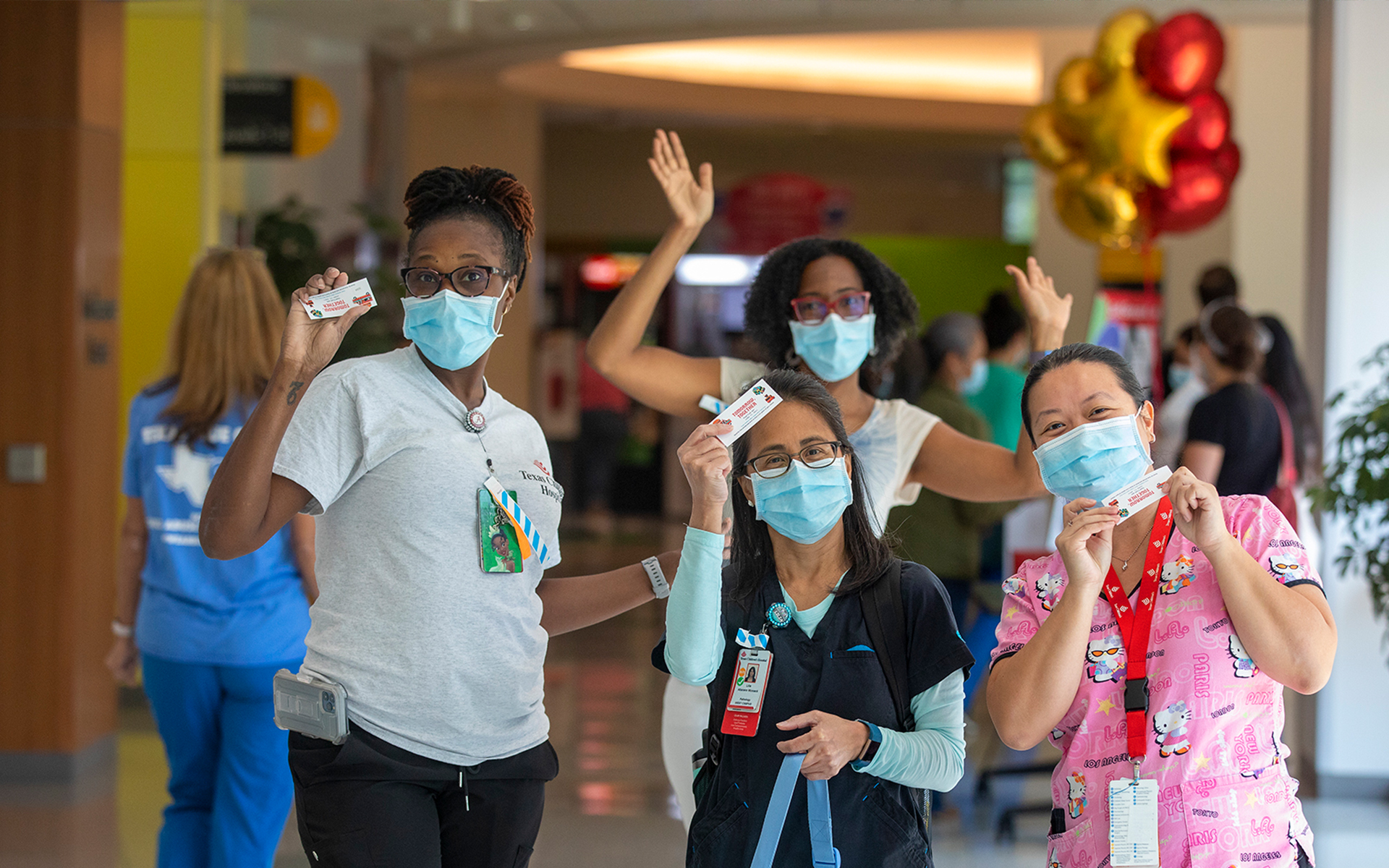 Texas Children's Hospital employees celebrating